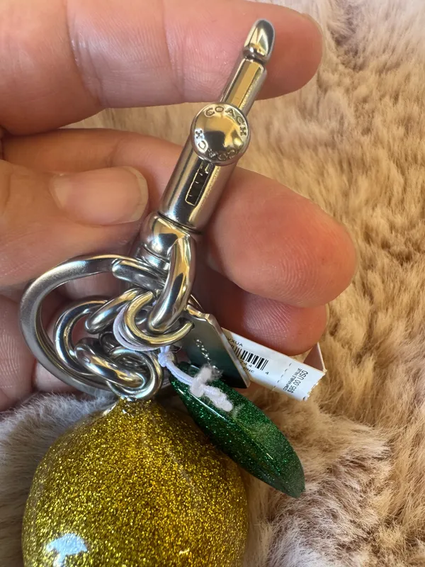 NWT! Coach CAO52 Resin Lemon Bag Charm Keychain Garden Glade In Yellow/Silver - Image 2