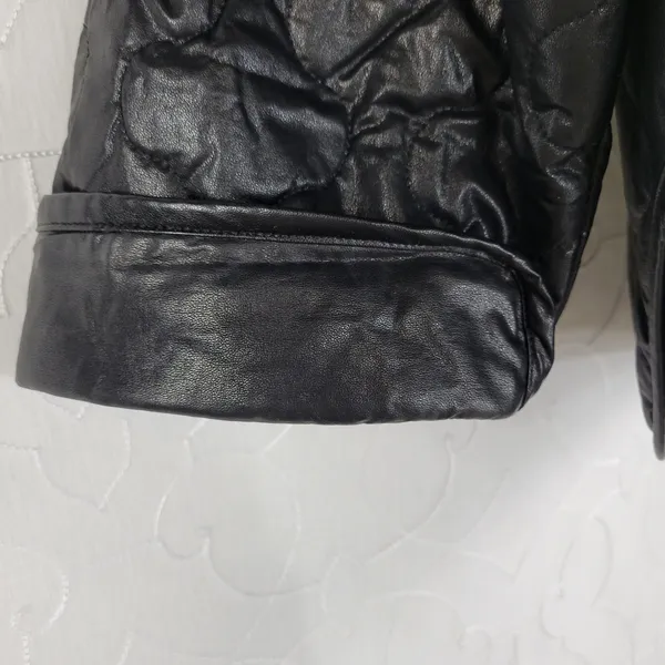 Mimosa Womens Jacket Size M Black PU Leather Quiltted Oversized Patch Pockets Size M - Image 2