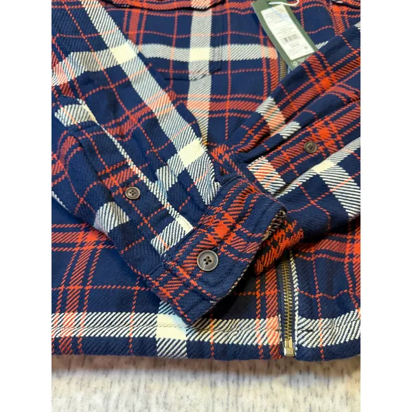 Alpine Design Women's Sherpa‎ Lined Flannel Full Zip Jacket Navy Red Cream NWT - Image 6