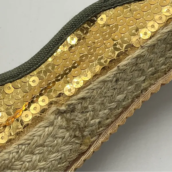 Mickey Mouse Sz 7 Slip On Shoes Green Gold Sequins Espadrille Soles - Image 10