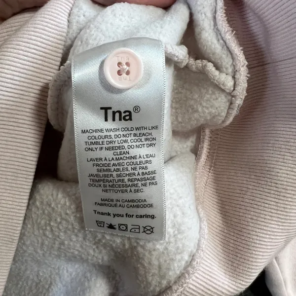 Tna Aritzia Cozy Fleece Boyfriend Polo Sweatshirt Pale Pink Small Oversized - Image 5