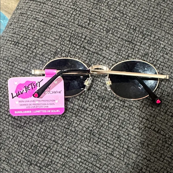 Betsey Johnson Gold Sunglasses with Black Lenses - Image 3
