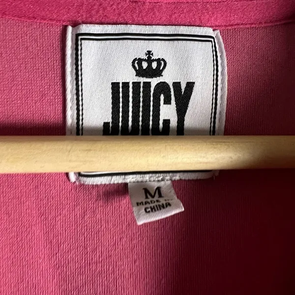 Juicy Couture Pink Velour Y2K Tracksuit Zip Up Hooded Jacket Size M - Image 6