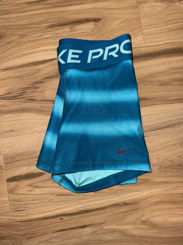 Nike Women's Pro 3" Blue Striped Spandex - Image 2