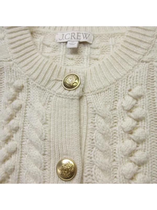 NWT J.Crew Cable-knit Cardigan Sweater in Ivory Wool Blend M - Image 8
