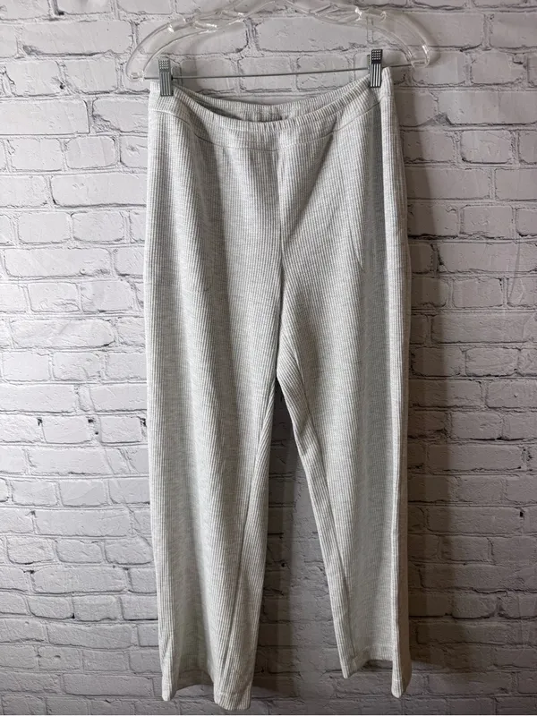 Soma Light Gray Ribbed Knit Womens  Pants medium - Image 2