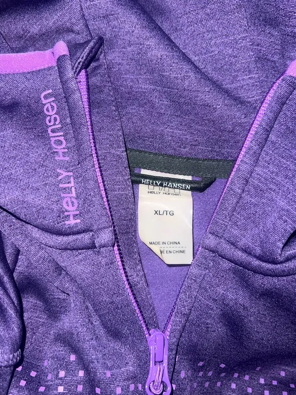 Helly Hansen Jacket Womens XL Purple Full Zip Hooded Funnel Neck Nordic Print - Image 2