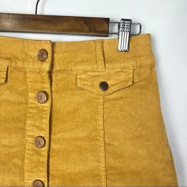 Urban Outfitters BDG Mustard Marigold Yellow Button Down Corduroy Mini Skirt 0‎ - Image 3