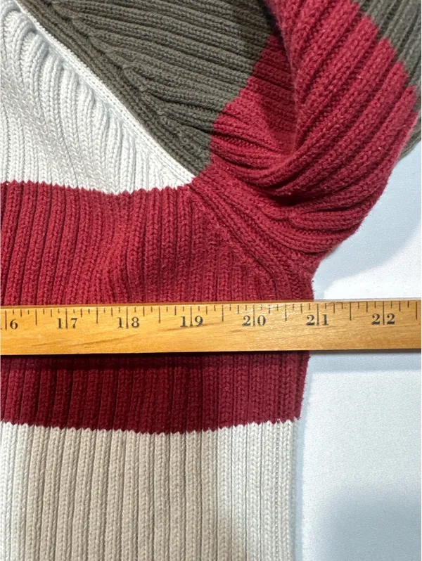 Structure Large Colorblock Ribbed Cotton Sweater vintage - Image 5