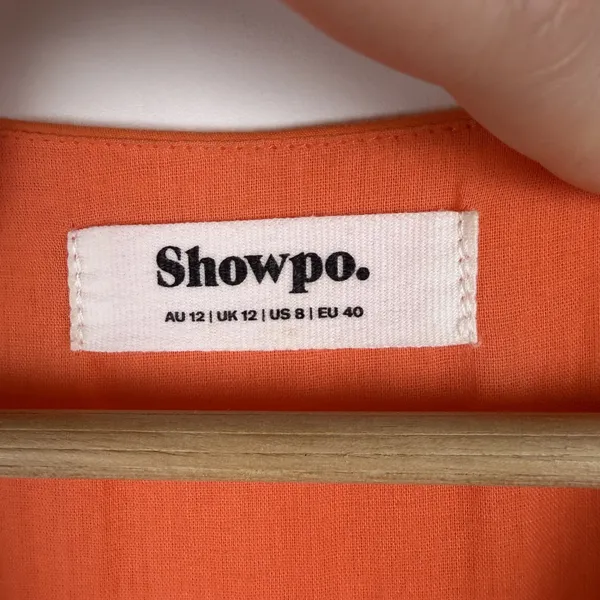 Showpo Zandra Mini Dress Size 8 Orange Puff Sleeve Cotton Poplin Vibrant Bright - Image 9