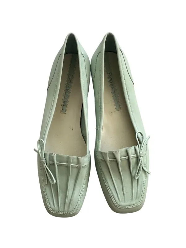 ENZO ANGIOLINI Light Green Seashell Leather Loafers Flats Size 5.5 - Image 2