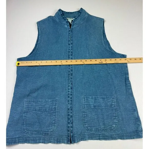 Orvis Blue Denim Sleeveless Zip-Front‎ Dress Casual Summer Wear L - Image 4