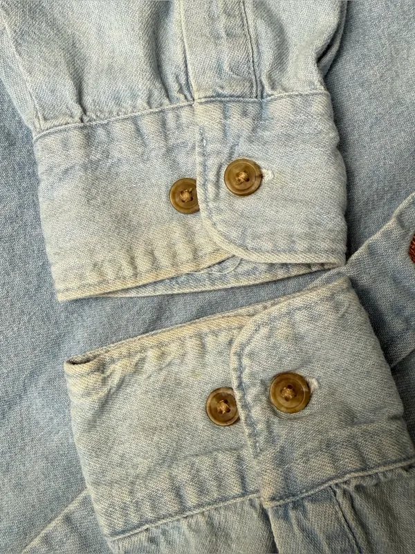 Vintage Embroidered Denim Button Down Shirt XL Baskets Cottagecore Teachercore - Image 7