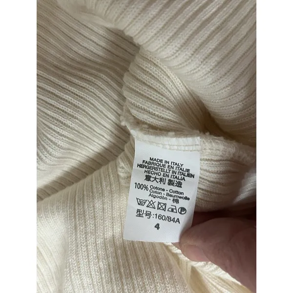 Brandy Melville Ribbed Cut Out Neck Crop Sweater Cream Size 4 Preppy Classic - Image 6