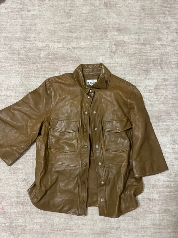 Ganni lamb leather shirt size 38 - Image 2
