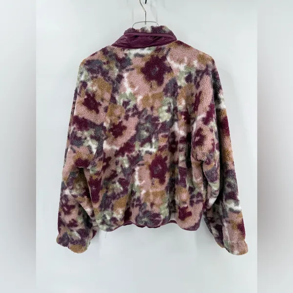 Calme by Johnny Was Purple Floral Printed Fleece‎ Jacket size small - Image 4