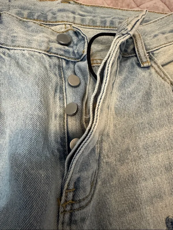 MNML Light Blue Denim Jeans with White Pocket Liner with Star application - Image 3