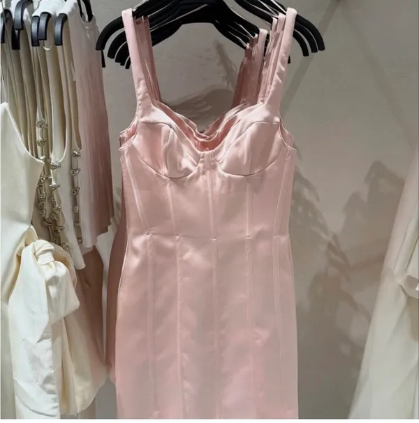 ZARA Pink Satin Dress Mini - Image 3