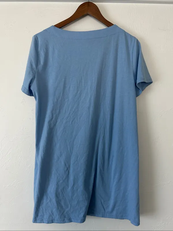 Light Blue Women's Square Neck Pocket Tunic Size L - Image 4