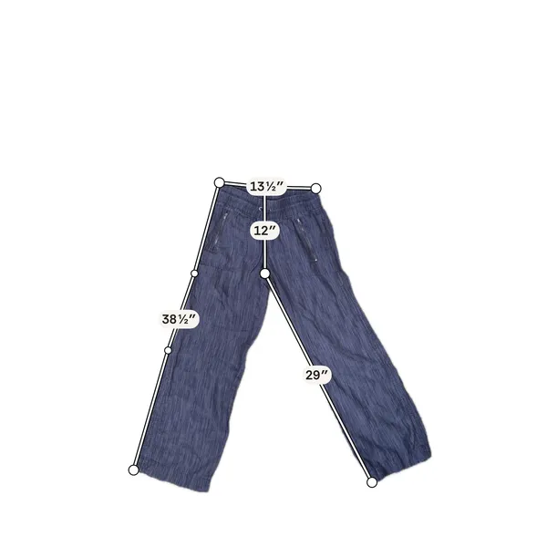 Athleta Cabo Linen‎ Textured Wide Leg Pant Blue Chambray Size 4 - Image 6
