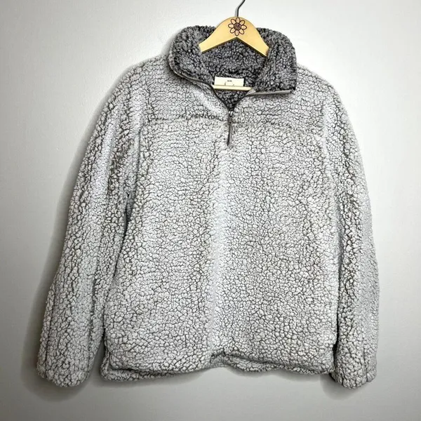 Thread + Supply Fleece Pullover Fuzzy Sweatshirt Gray Size M - Image 4