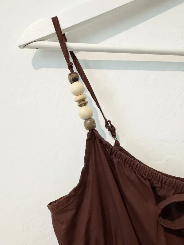 Sim and Sam Milkmaid Poplin Midi Dress Size XS Chocolate Brown Cottagecore Boho - Image 5