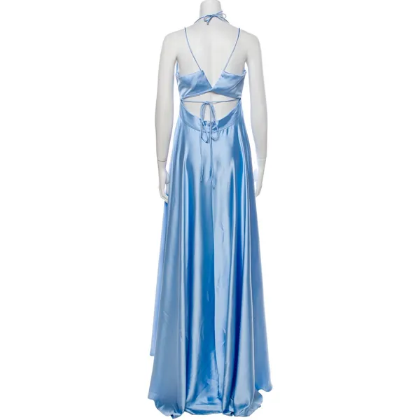 Mac Duggal Powder Blue Satin High Slit Gown Size 8 Evening‎ Dress - Image 7