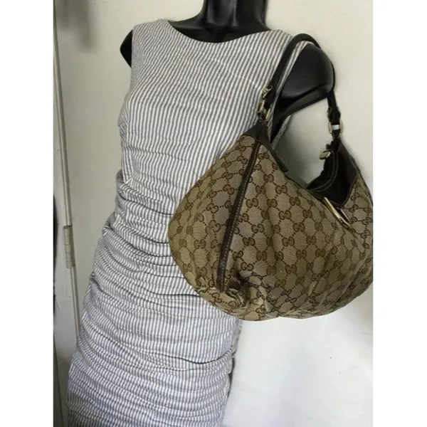 Gucci tote all over logo beige brown jacquard fabr - Image 9