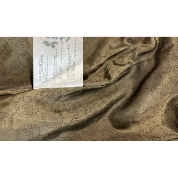 Michael Kors Women Olive Green Black Mixed Media Utility Jacket Small Brass Zip - Image 11