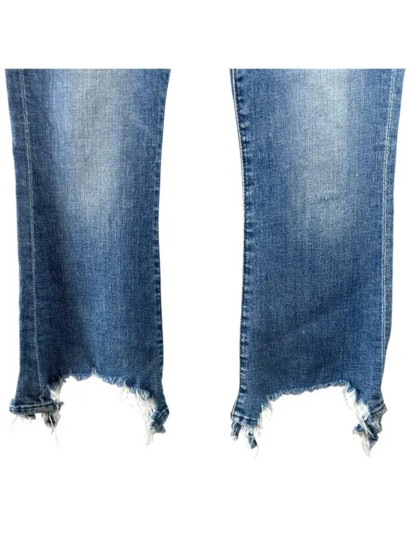 7 For All Mankind Jeans 27 Raw Step Hem Slim Straight Blue Stretch Denim 7FAMK - Image 5