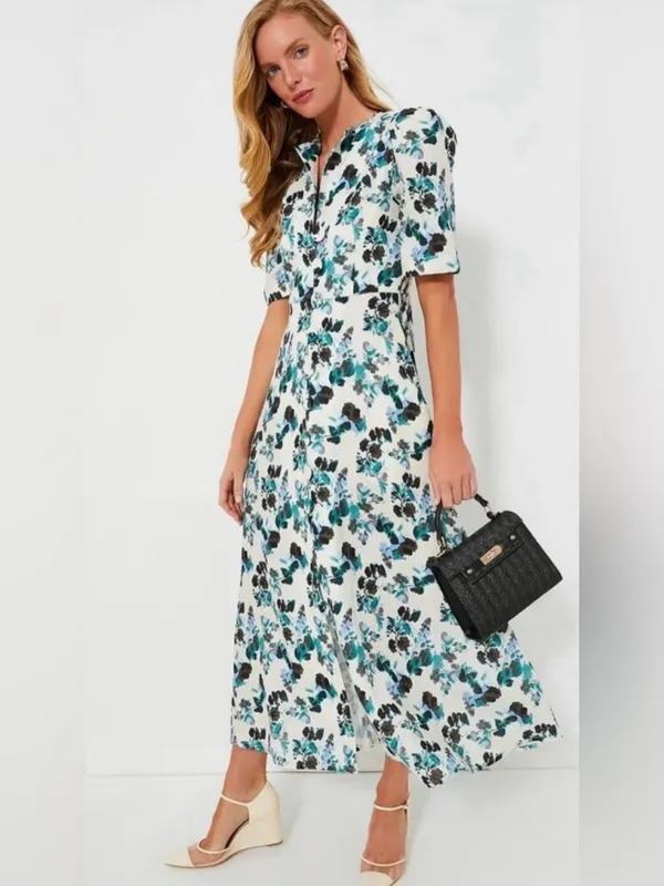 Tuckernuck Budding Bluebell Hadley Collared Floral Shirt Dress Medium - Image 2