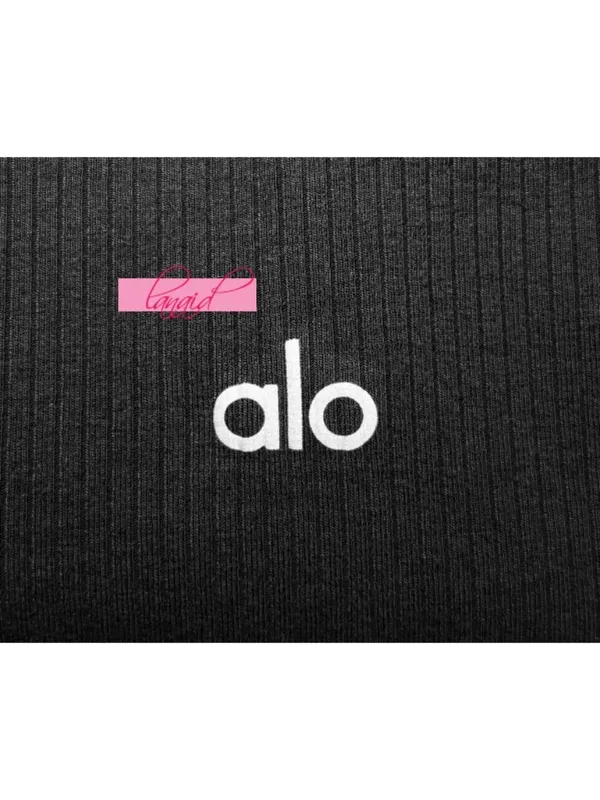 Alo Keep It Sleek Ribbed Onesie Black Zip-Up Long Sleeve Zipper Henley Romper S - Image 11