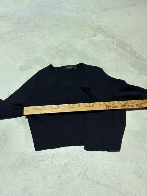 7 for all mankind Black Cropped Open-Front cardigan Sweater XS - Image 6