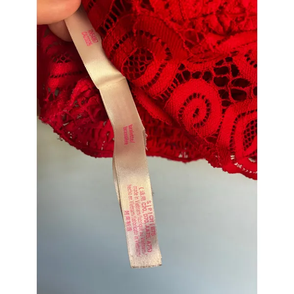 Victoria's Secret PINK Bralette Red Lace Lined Stretchy Pullover Small - Image 7