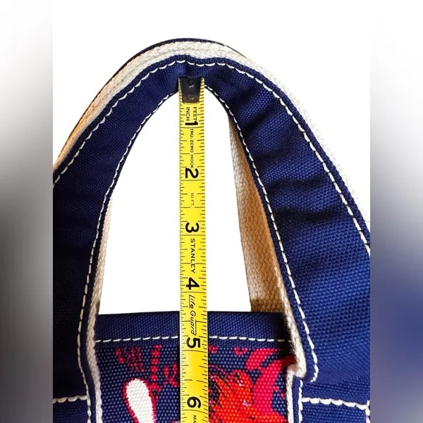 Lands' End Navy W/ Red Paisley Open Top Mini Boat Tote Bag Canvas - Image 10