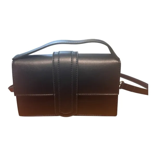 Kayla + Ava Miranda Crossbody Bag Black Faux Leather Vegan Removable Strap - Image 4