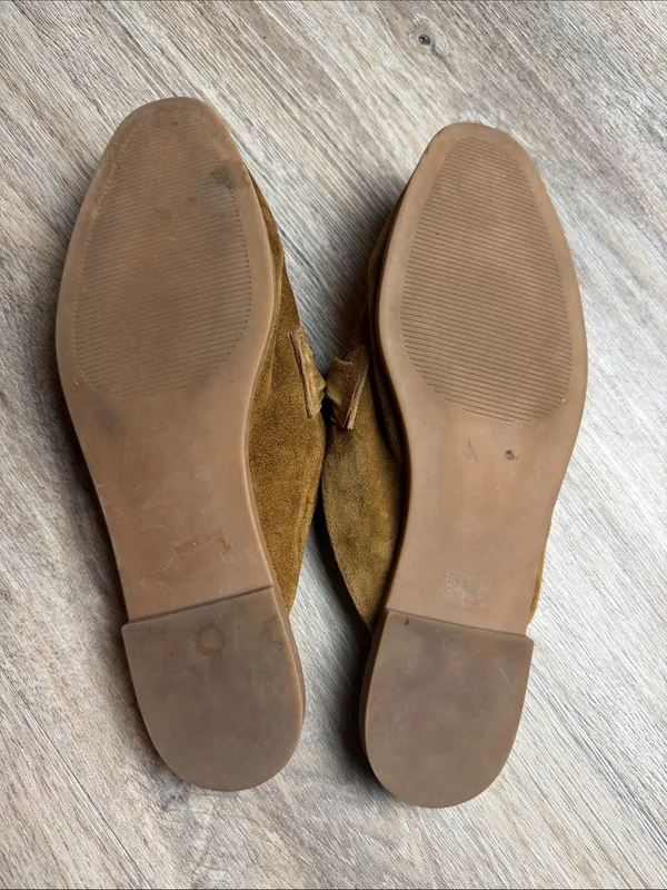 Steve Madden Cassady Tan Suede Chain-Accent Mules Size 8.5 M - Image 11