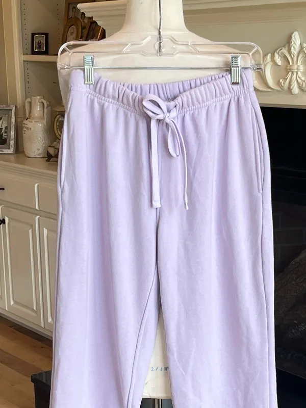Women's Lavender Soft Comfy Drawstring Sweatpants New Purple Size XS - Image 2