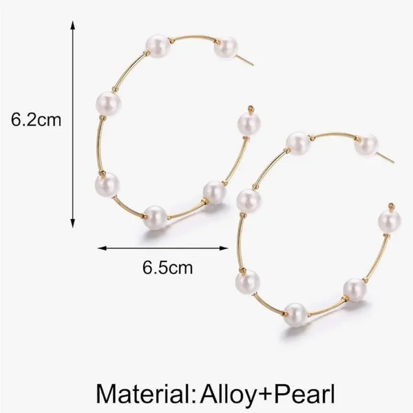 Gold and Pearl Hoop Earrings - Image 5