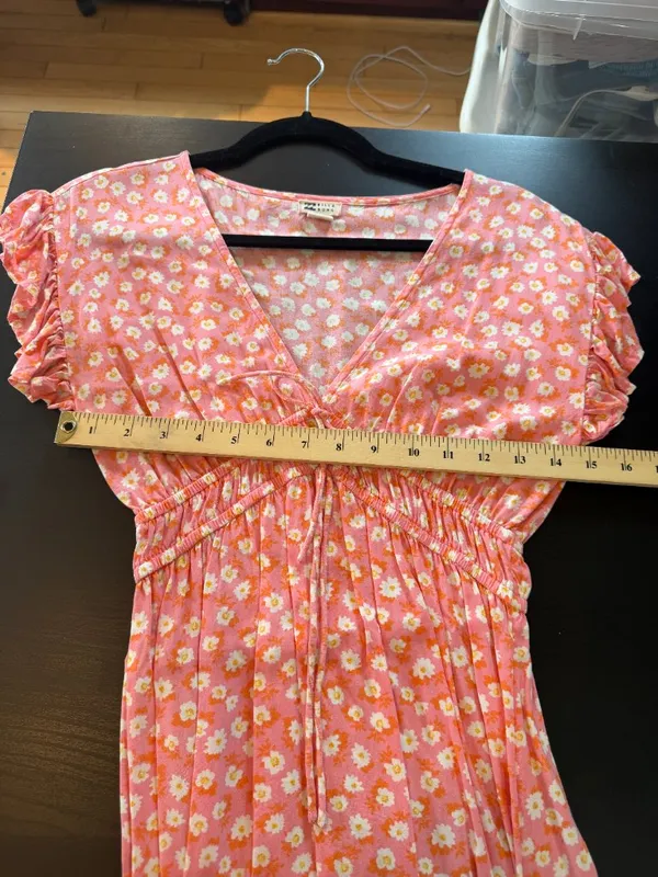 Billabong Picnic Date Midi Dress Pink Floral Size Small - Image 9