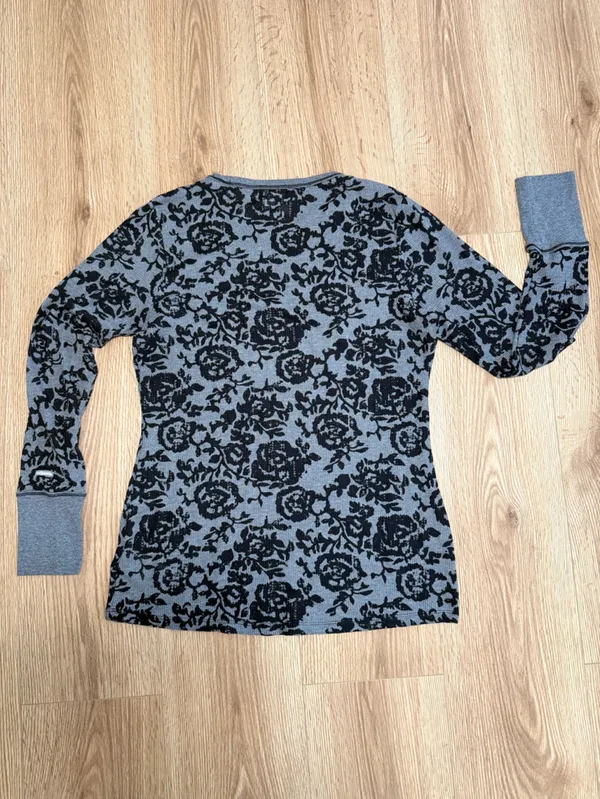 Floral Pattern Grey Crewneck Long Sleeve Top‎ Size L - Image 2