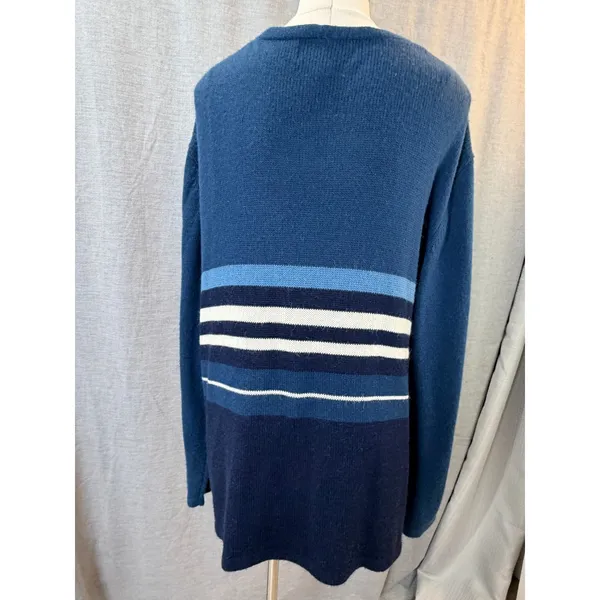 Denim & Co. Blue Striped Open Front Cardigan Sweater‎ Plus 3X - Image 7