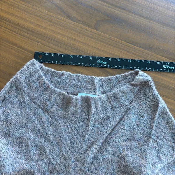 Ann Taylor Loft Taupe Mohair Wool Boat Neck‎ Sweater 3/4 Sleeve Cropped Small - Image 11