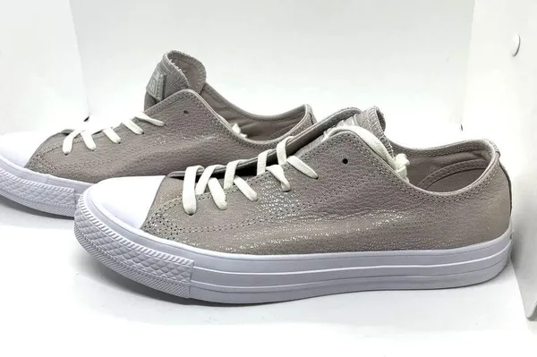 Converse Chuck Taylor All Star OX Leather Sneaker Pale Putty Silver Womens 8 - Image 3