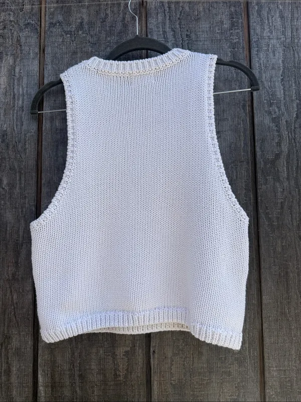 Show Me Your MuMu White Knit Tank with Red, White & Blue Flag Graphic Size Small - Image 7