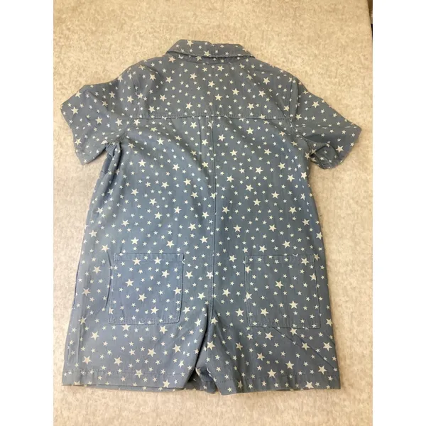 Wishlist Womens Blue Star Print Short Sleeve Button Front Romper Size‎ M NEW - Image 2