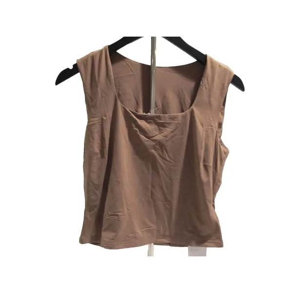 Nutssfiree Cropped Tank Top Brown L NWT Seamless Sleeveless Square Neck Stretchy - Image 2