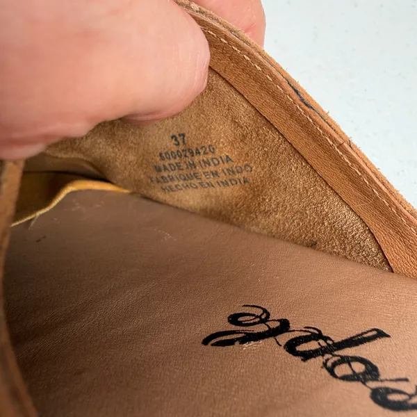 Free People 37 US 7 Coronada Mules Suede Tan Slip On Flat Minimalist Boho Chic - Image 9