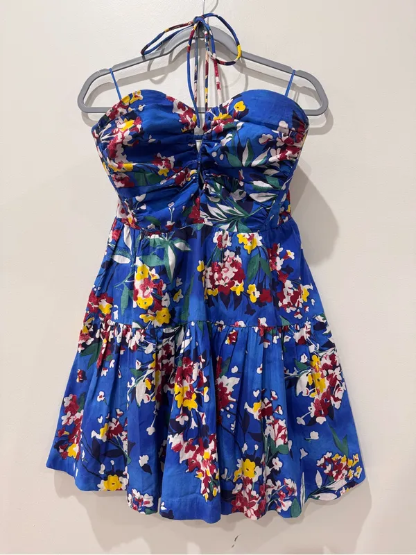 Anthropologie Sz Medium Emily Halter Mini Dress Floral Bright - Image 2