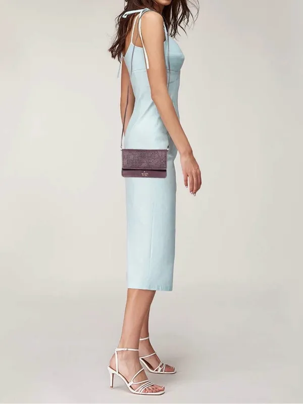 kate spade Plum Laser-Cut Crossbody Bag with Gold Logo - Image 7